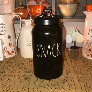 Rae Dunn SNACK Tall Skinny Canister Black